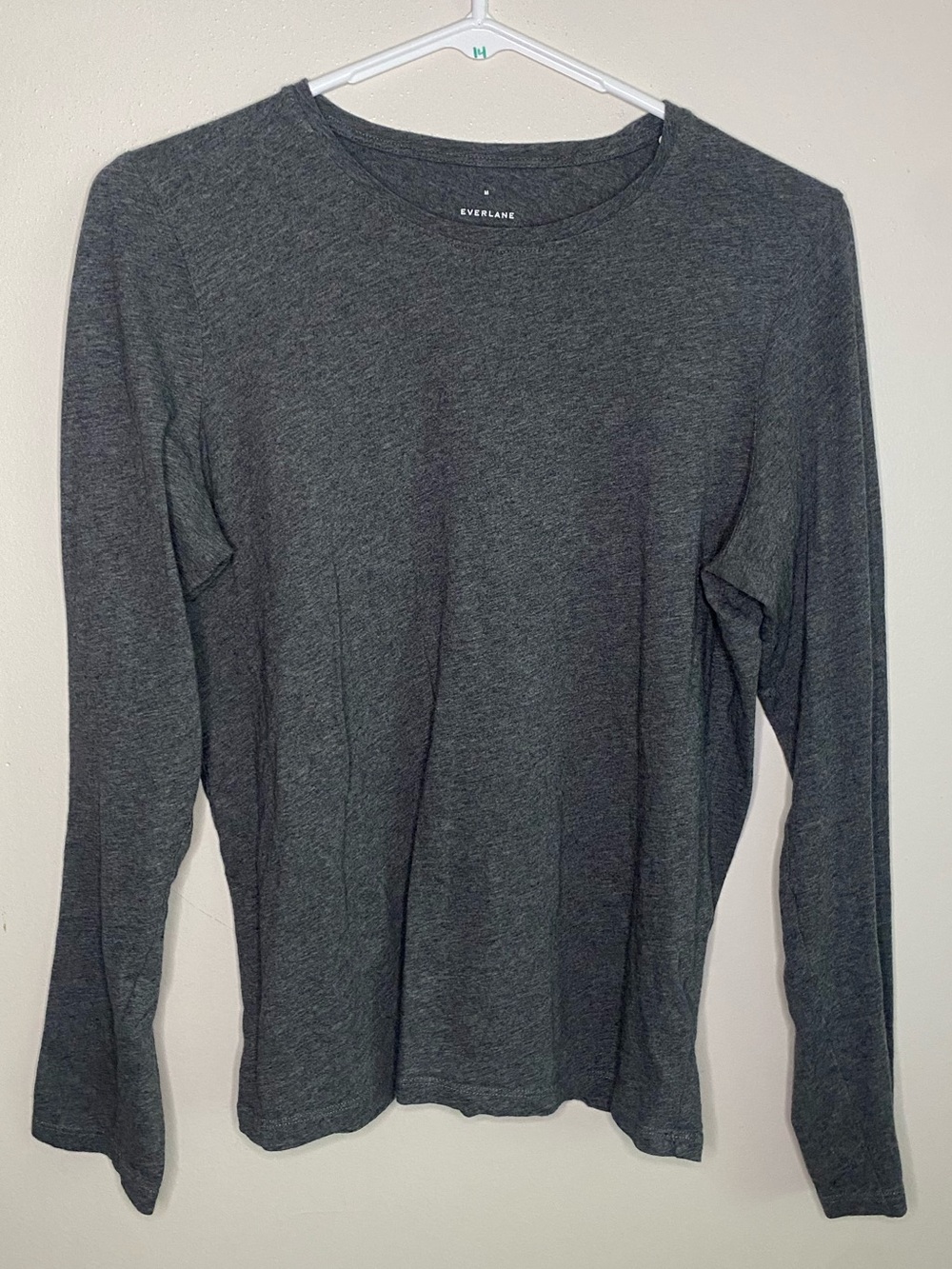 Everlane Gray Heathered Organic Cottkn Long Sleeve Crew Neck Shirt Size M in EUC